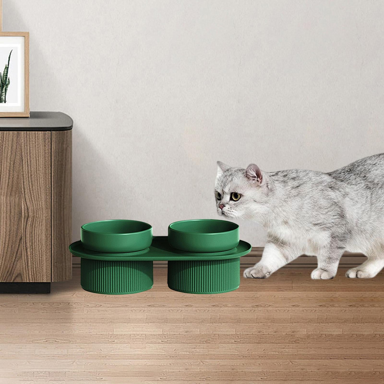 FITYLE Double Ceramic Cat Feeding Bowls Cat Bowls Puppy Bowls Ceramic Tall Cat Dishes Water Food Bowl for Medium Dog Indoor Cats