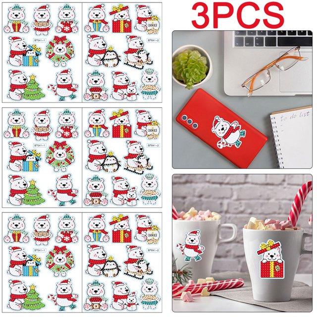 45 Pegatinas Mosaico Diamantes para Y Principiantes (oso Dibujos Animados Navidad)