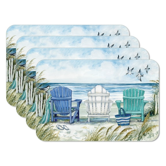 CounterArt "Beach Chairs" 4-Pack Reversible Flexible Plastic Tabletop Placemats