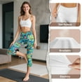 thumbnail image 7 of SCRAWLGOD Capri Yoga Pants with Pockets High Waisted Legging for Women, Active Breathable Yoga Pants with Tummy Control for Workout Running Gym, Butterfly Tie-Dye Blue Green, XS, 7 of 7