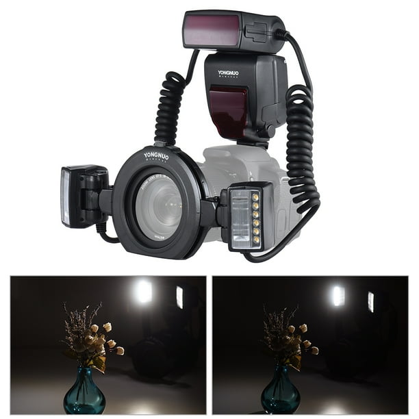 YONGNUO Flash Macro YONGNUO YN24EX Doble Cabezal para Canon, TTL Automático, 5600K, Incluye 4 Anillos Adaptadores y Bolsa Protectora | Bodega Aurrera en línea