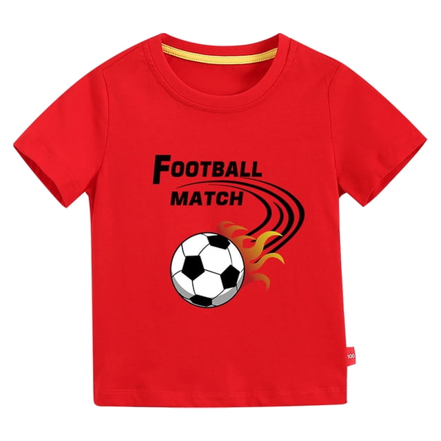 Gibobby Blusa Termica Niños Camisetas holgadas con estampado 3D de dibujos animados de fútbol para niños pequeños, niñas y niños, camiseta de manga corta , camisetas, ropa(Rojo, 3-4 Años)