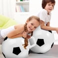 thumbnail image 3 of BRIGHTFUFU 1pc 45cm Pelota inflable de PVC para jugar al aire libre con forma de juguete de fútbol para niños Niños (Blanco, Fútbol), 3 of 7