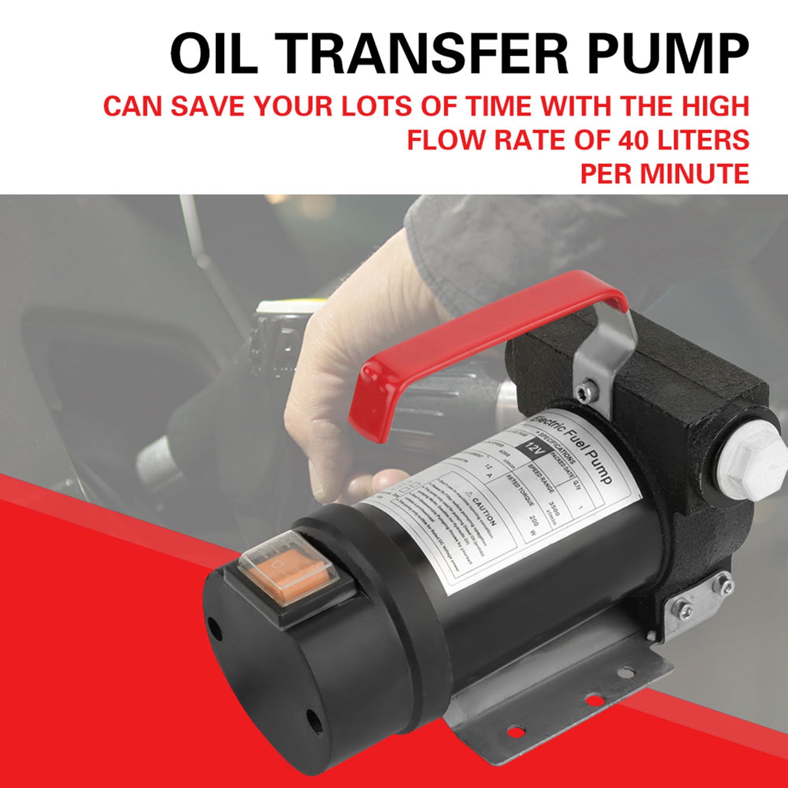 VEVOR Pompe Diesel , 12 V CC, 15 GPM, 1/4 HP, Electrique Et Portable Avec Buse A Arret Automatique Tuyaux Allonges Pour Melange De Carburant Diesel Kerosene Et Methanol 85844106