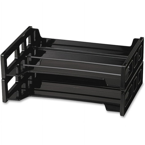 Officemate Side-Loading Stackable 2/PK Desk Trays - 2.8" Height x 13.2" Width x 9" Depth - Desktop - Stackable, Durable - Plastic - 2 / Pack | Bundle of 2 Packs