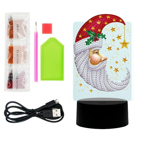 

Diamond Art Painting Tools | Santa Claus 5D Diamond Drawings LED Night Light | USB Recharging Christmas DIY Diamond Crafts Snowman Touch Sensitive Bedside Lamp