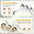 thumbnail image 6 of WOWOW Wall Mount Tub Filler Chrome Bathtub Faucet Long Spout Reach 2 Cross Handles Tub Faucet with Brass Rough in Valve Included, 6 of 9