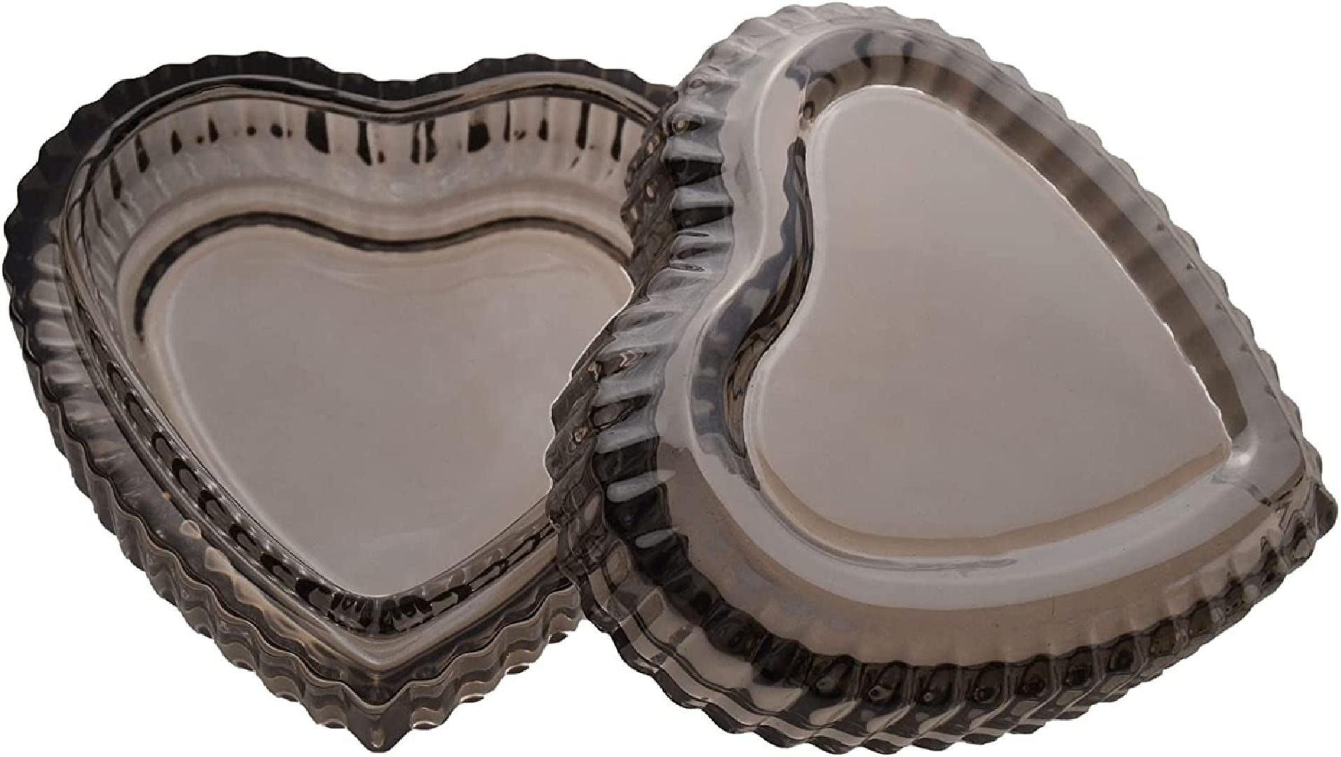 Crystal Glass HeartShaped Storage Box Embossed Jewelry Box Candy Box