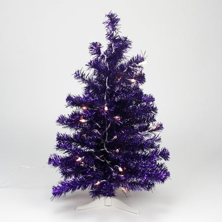 2 Pre Lit Purple Iridescent Pine Artificial Tinsel Christmas Tree 2 Pre Lit Purple Iridescent Pine Artificial Tinsel Christmas Tree Clear Lights