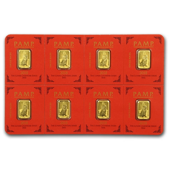 8x1 gram Gold Bar PAMP Suisse Lunar Dog Multigram+8 (In Assay)