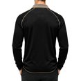 thumbnail image 5 of Mens Long Sleeve Polo Shirts Fashion Casual Raglan Button Polo Tee Collared Golf Shirt Black XXL, 5 of 8