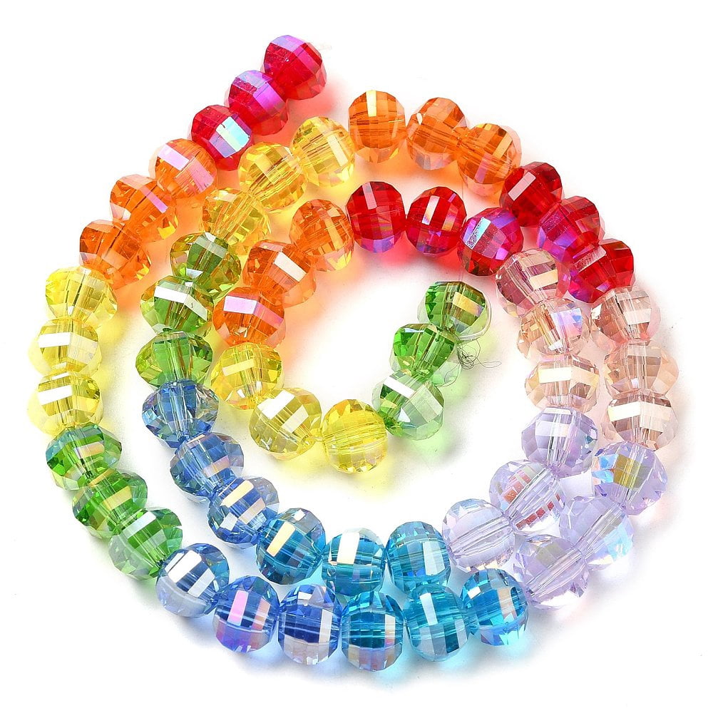 10strands Electroplate Glass Beads Strands Faceted Round Mixed color 8x6mm Hole: 1.4mm about 60pcs/strand 14.09 inch(35.8cm)