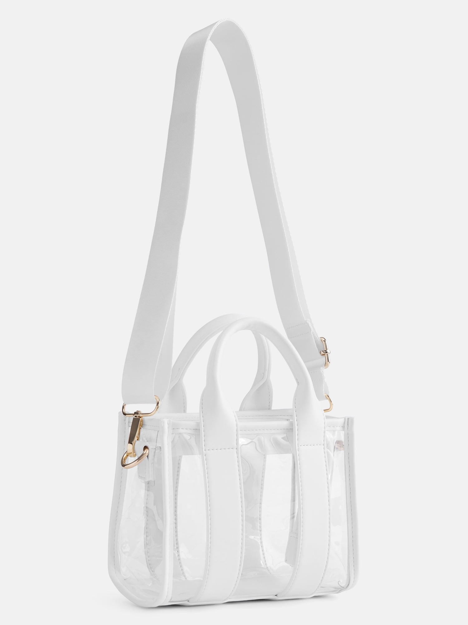 No Boundaries Women's Game Day Clear Boxy Mini Tote Bag, White