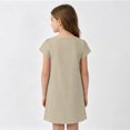 thumbnail image 4 of Grblisyd Girls Dresses Size 10-12 Solid Color Short Sleeve Casual Dresses Summer Kids Crew Neck Loose Midi Dress, 4 of 6