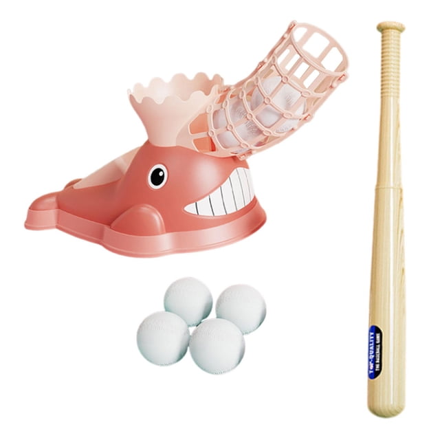 QualitChoice Kids Baseball Pitching Machine Baseball Launcher Baseball Durable Trainer Pink 51x28x23.3cm