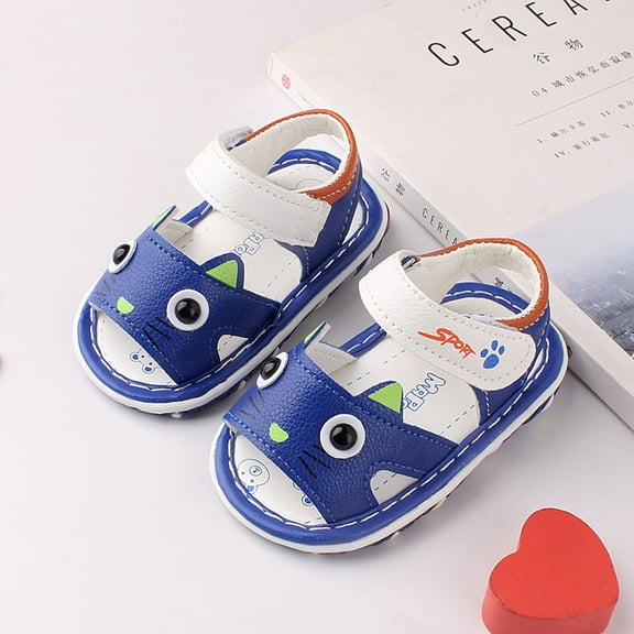 LoyisViDion Toddler Shoes Clearance Toddler Baby Girls Boy Cartoon Shoes Cute with Voice Soft Crib Kids Summer Sandals Blue 6-9 Month