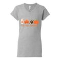 thumbnail image 2 of Wild Bobby Tis' The Season Pumpkin Spice Leaves Football Pumpkins Stars Halloween Women Standard V-Neck Tee, Heather Grey, Medium, 2 of 6