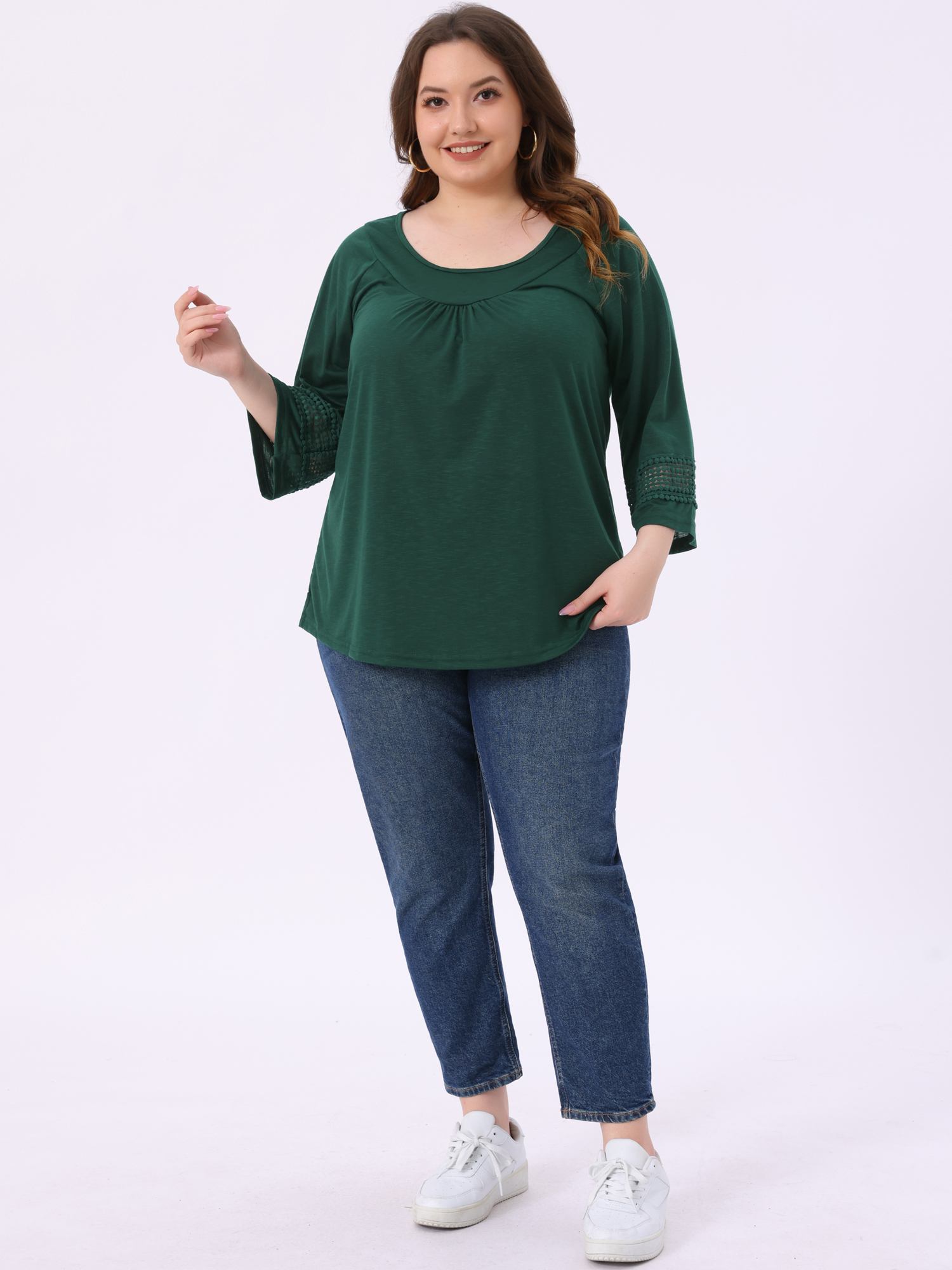DARING DIVA Women's Plus Size Winter Kimono Long Sleeve Casual Top 1X Dark Green