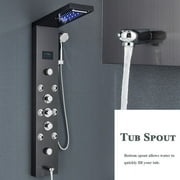 Senlesen Black Shower Panel Tower LED Rain Shower Faucets Massage System Body Jet Sprayer