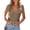 Brown, variant on Women's Summer Casual Henley T-Shirts Short Sleeve V Neck Button Up Ribbed Knit Slim Fit Basic Tops