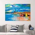 thumbnail image 2 of wall26 Canvas Prints Wall Art - Original Oil Painting of Lighthouse and Boats on Canvas.Rich Golden Sunset over Ocean - 12" x 18", 2 of 3