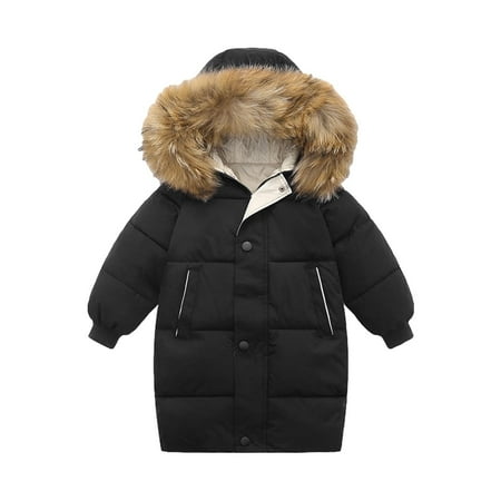 

Kids Jackets for Girls Boys Thicken Down Coat Winter Hooded Long Cotton Down Jackets Outerwears Clothing