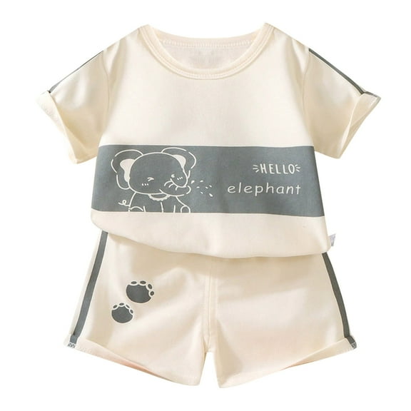 Fsqjgq Toddler Baby Boys Clothes Easter Outfit Little Boys Summer Outfits Cute Cartoon Rabbit Print Short-sleeved Shorts Set Clothing Sets 6-12 Months