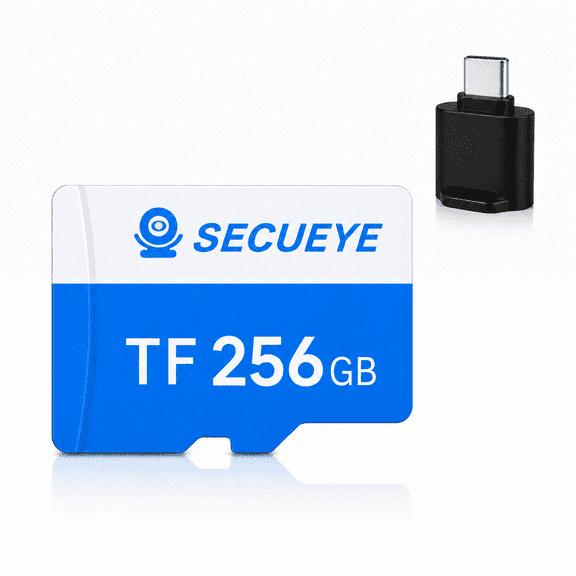 256GB TF Memory Card with Type C Adapter FAT32 Class 10 High Speed Reading/Writing 24/7 Video Recording for Security Camera Smartphone Tablet (256GB   Card Reader)