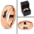 thumbnail image 4 of Tungsten Bunny Rabbit Running Hare Band Ring 7mm Men Women Comfort Fit 18k Rose Gold Dome Polished, 4 of 4