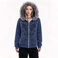 thumbnail image 2 of 11-12 Years Big Girls Faux Fur Hooded Zip Up Sweatshirt Long Sleeve Graphic Pullover Outerwear with Pockets, 2 of 6