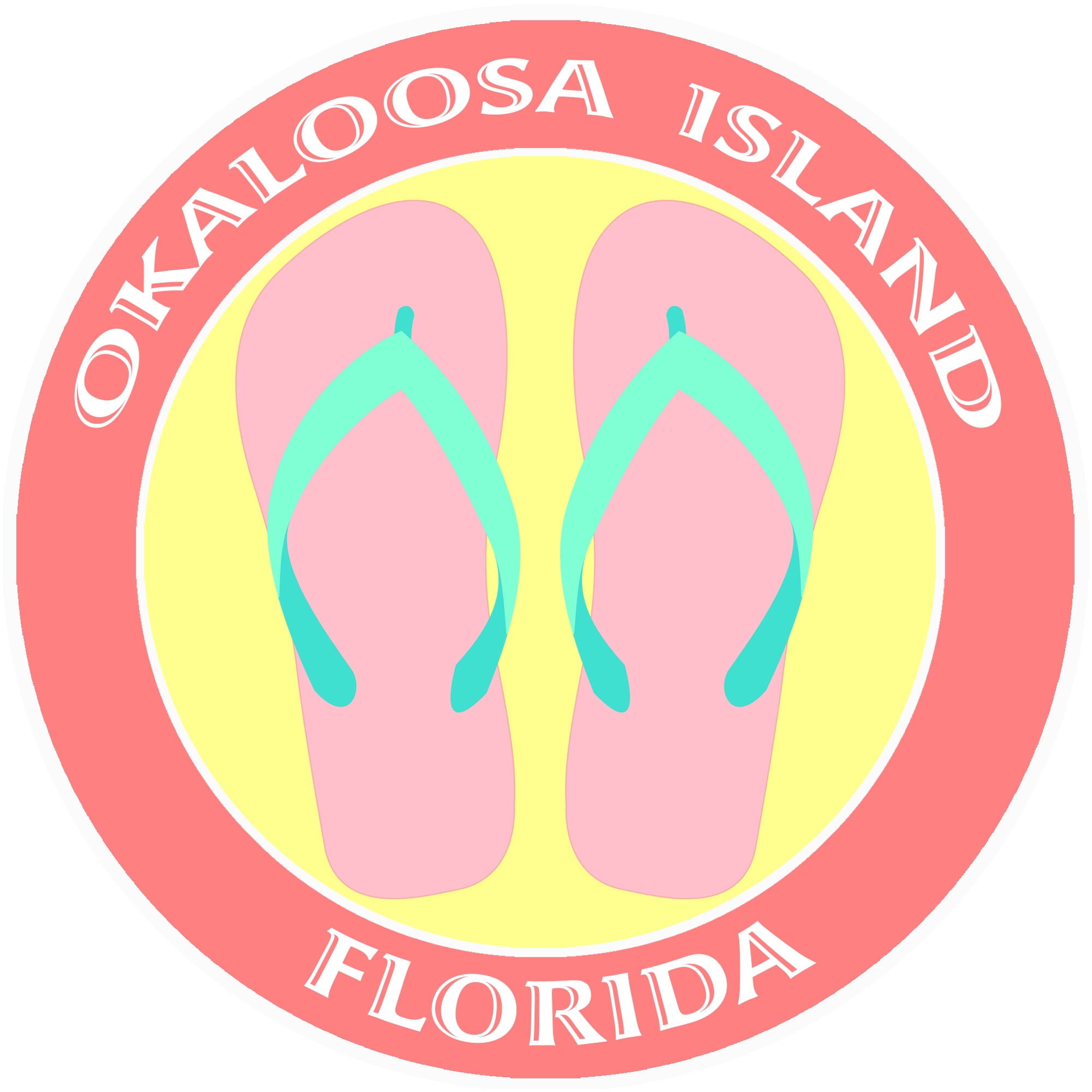 Okaloosa Island, Florida Flip Flops Decorative Car Truck Decal Window