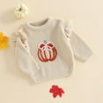 thumbnail image 4 of XQYLOS Baby Girl Halloween Sweater, Pumpkin Embroidered Knit Pullover, Chunky Long Sleeve Cute Top, Cozy Fall Winter Clothes for Toddler Kids, 4 of 9