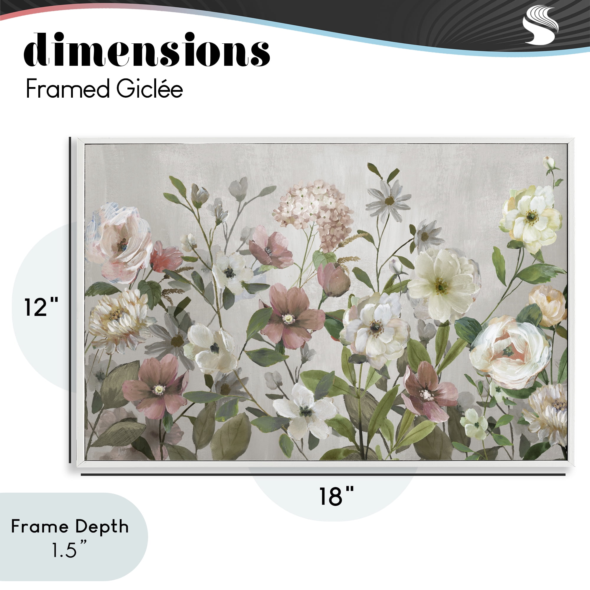 Stupell Industries Garden Meadow Arrangement White Framed Giclee Art, design by Nan