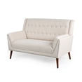 thumbnail image 3 of Noble House Aaron Mid-Century Fabric Settee with Nailhead Trim, Beige, 3 of 10