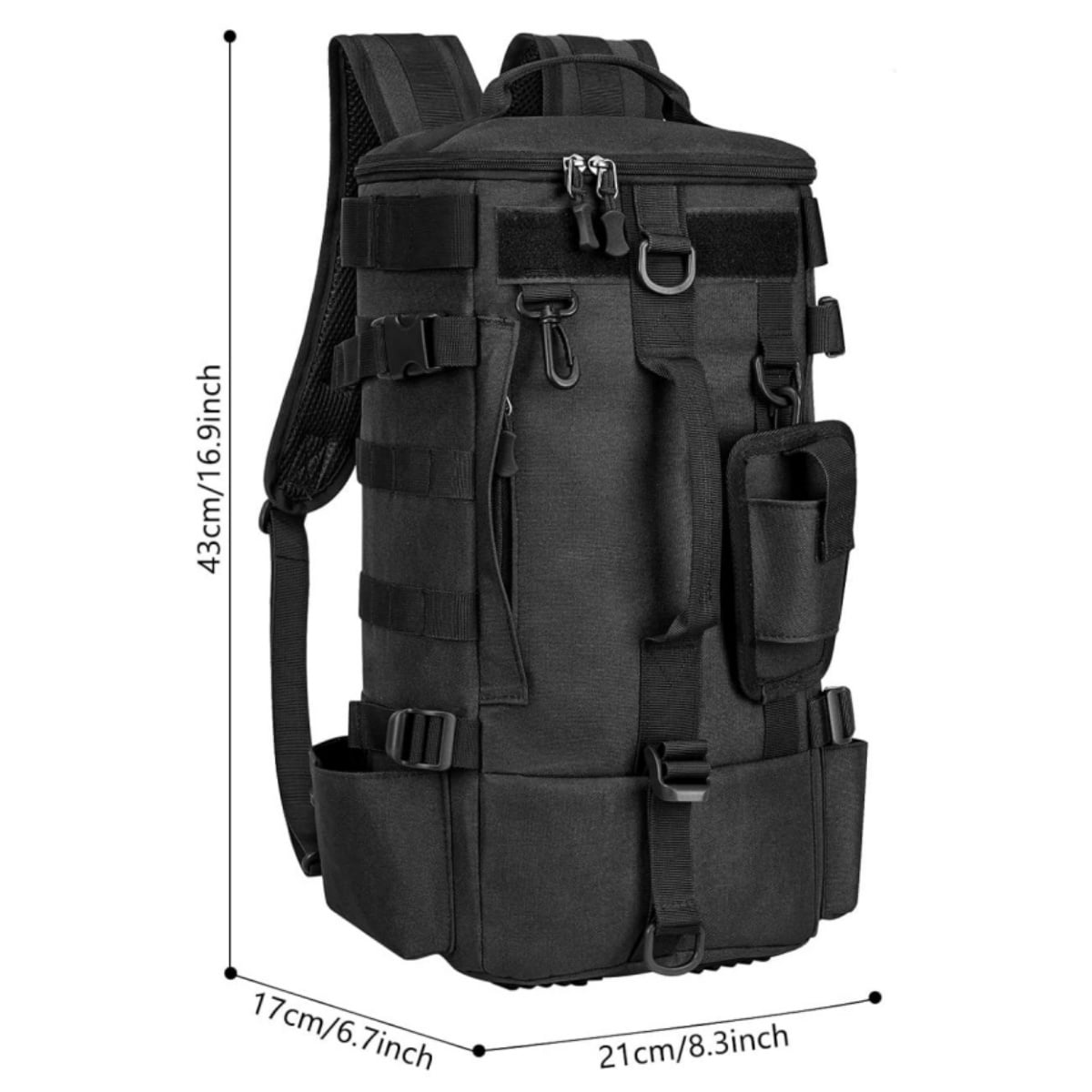 Fishing Backpack Tackle Bag, Kvago Fishing Bag Shoulder Bag with Rod Holders, Storage Bag for Outdoor Activities, Fishing, Camping, Hiking, Cycling (8.27 x 6.69 x 16.93 in, Black)