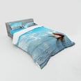 thumbnail image 2 of Ambesonne Nautical Bedding Set 4 Pcs, Ship Wreck Landscape, Queen, Blue White, 2 of 2
