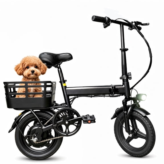 XLNEFNZ 14" Folding Electric Bike for Teens and Adults, 500W Peak Brushless Motor, 432Wh Battery, 20MPH 35 Miles, Rear Basket Lightweight Ebike, UL2849
