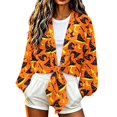 thumbnail image 3 of Gamivast Open Front Cardigan for Women Tie Knot Long Sleeve Shrugs Witch Hat Print Lightweight Cropped Tops Halloween Cover Up for Fall Festival Holiday Outfits, 3 of 6