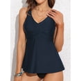 thumbnail image 3 of Charmo Wrapped V Neck Tankini Tops for Womens Built in Bras Flowy Swimsuit Tops Bathing Suit Tops Only(No Bottoms）, 3 of 7