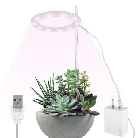 

Atopoler 1-head Grow Light with Pink and White Light Plant Light Full Spectrum LED Angel Ring Grow Light USB Powered Seeding Growing Lamp Annular Plant Growing Lamp for Greenhouse