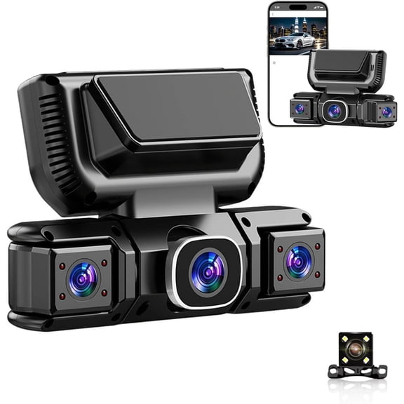 360° Car DVR WiFi 4 Channels Dash Cam Video Recorder, 1080P FHD Front and Rear Wireless Dash Cam with APP Control, Parking Monitoring, Loop Recording & Night Vision.