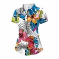 thumbnail image 3 of Trendfront Womens Athletic Polo Shirts Short Sleeves Button Up Tropical Hibiscus Floral Patterned Top Summer Palm Leaves Resort Wear Golfers Activewear Shirt, 3 of 3