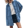 thumbnail image 3 of Womens Oversized Jean Jacket Casual Button Up Denim Overshirt Trendy Long Sleeve Denim Jacket Coat, 3 of 8
