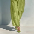 thumbnail image 6 of Sheghy Workout Set Cotton Women Solid Linen Set Sleeveless Button Cami Top & Side Detail Wide Leg Pants 2 Piece Vacation Outfit, 6 of 6