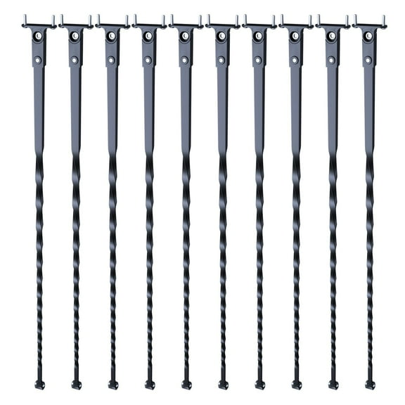 Staircase Metal Balusters, 10 Pack Deck Baluster with Hollow Twists,44'' x 1/2" Galvanized Steel Decorative Banister Spindles, Satin Black Spiral Stair Railing with Shoes & Screws