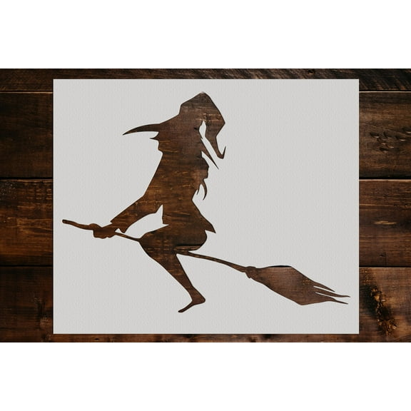 Witch on a Broom Stencil - Art and Wall Stencil (6"x5")