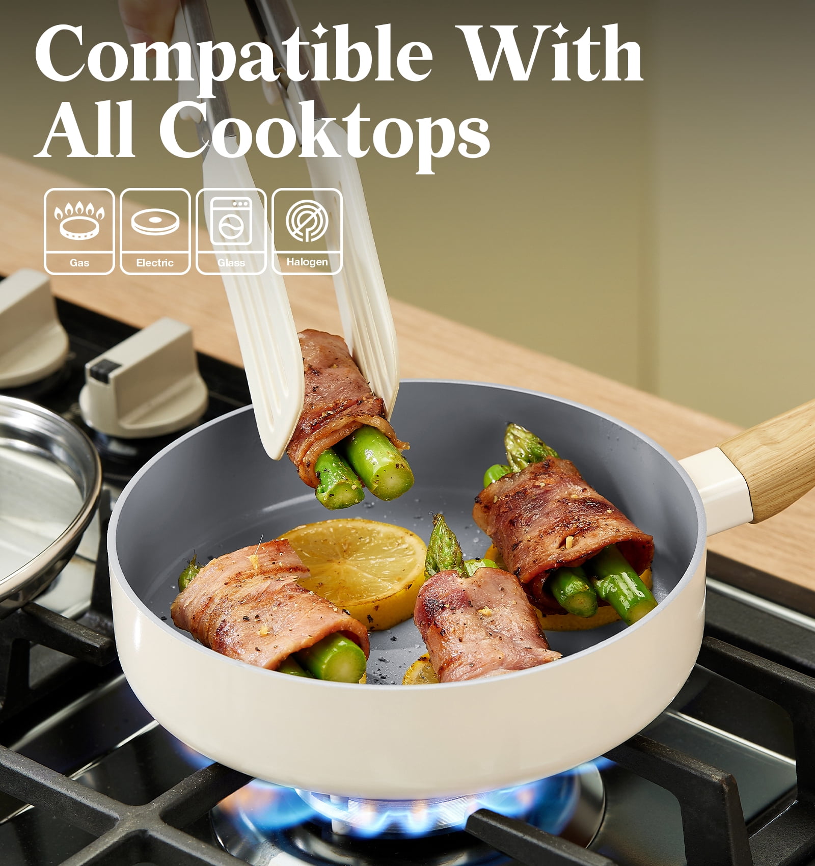 Koch Systeme CS 6-Inch Mini Frying Pan with Lid, Lightweight Aluminum Nonstick Skillet, Perfect for Single Serve, Space Saving