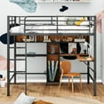 thumbnail image 2 of MODERNLUXE Metal Full Size Loft Bed with Desk, Shelve and Bookcase, 2 of 12