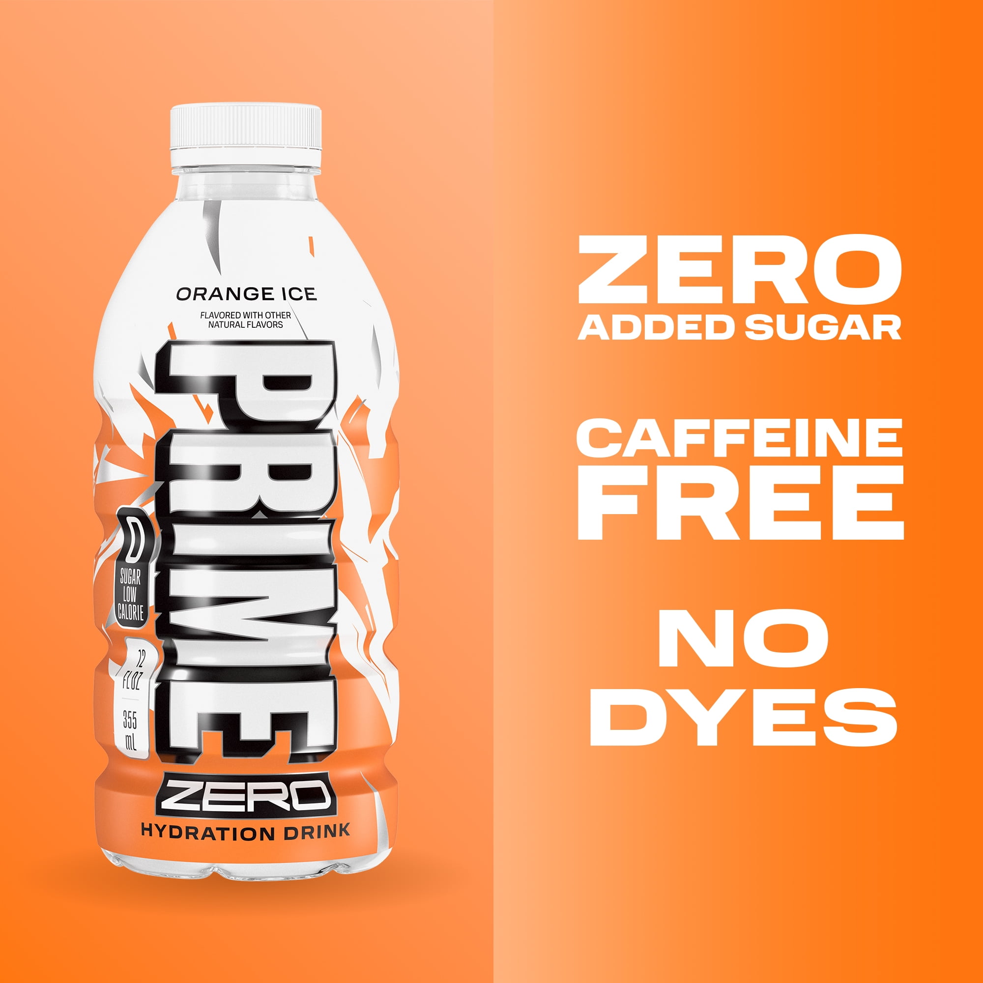 Prime Zero Hydration Sports Drink, Variety Pack, Berry Ice, Cherry Ice, Orange Ice, 12 fl oz, 15 Pack, Bottles