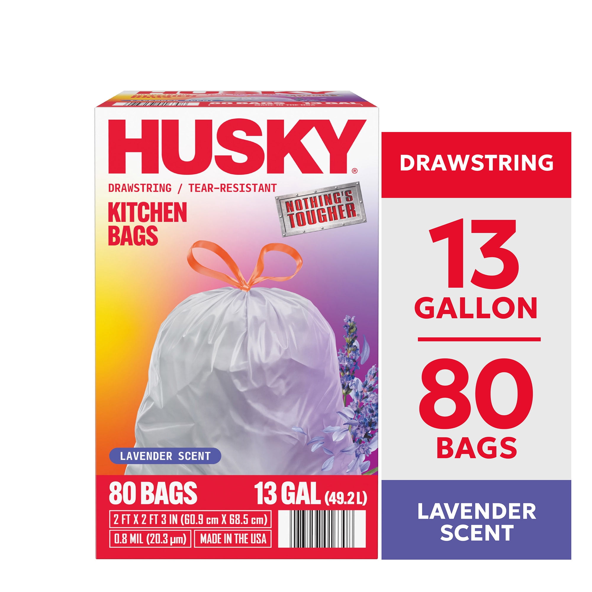 Hefty Blue Trash Bags, 13 Gallon, 80 Count, Unscented, Drawstring